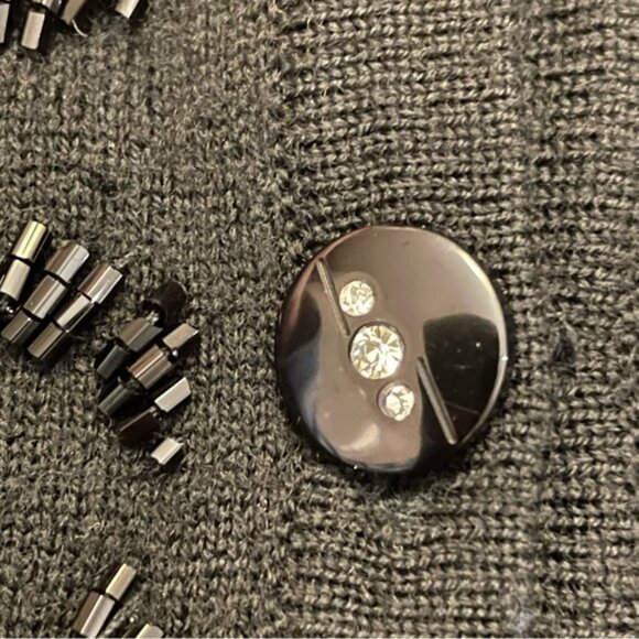 Black merino wool beaded cardigan size XL - Picture 7 of 9